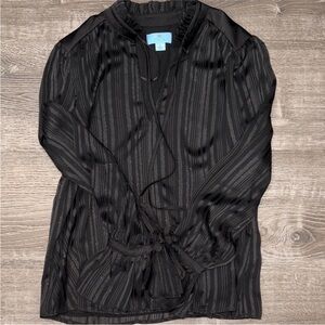 CeCe Black Striped Blouse